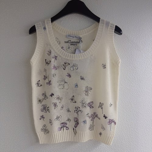 Dior High-quality Silk-wool Butterfly Embroidered Knit Vest