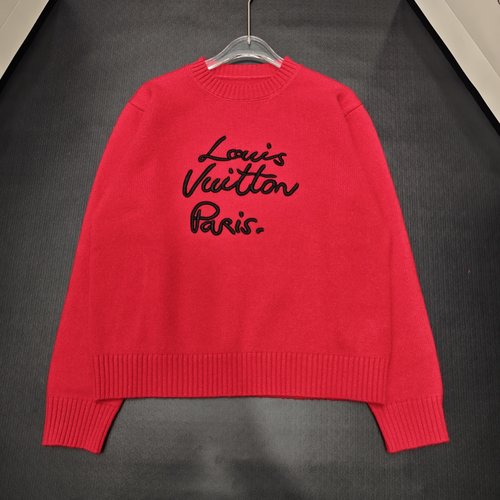 Louis Vuitton Wool Pullover Showcasing 3D Letter Embroidery