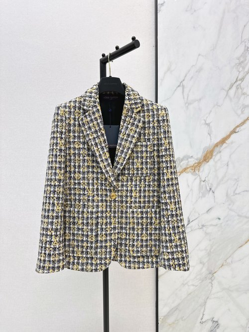 Louis Vuitton Logo Pattern Knitted Slim-Fit Blazer for a Stylish Commute