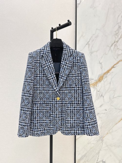 Louis Vuitton Logo Pattern Knitted Slim-Fit Blazer for a Stylish Commute