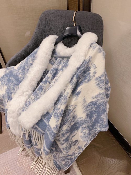 Dior Zoo Series Faux Fox Fur Shawl Coat