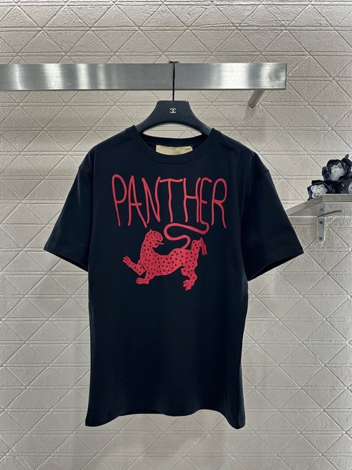 Valentino Black Cotton Jaguar Print and Logo T-Shirt for a Classic Look