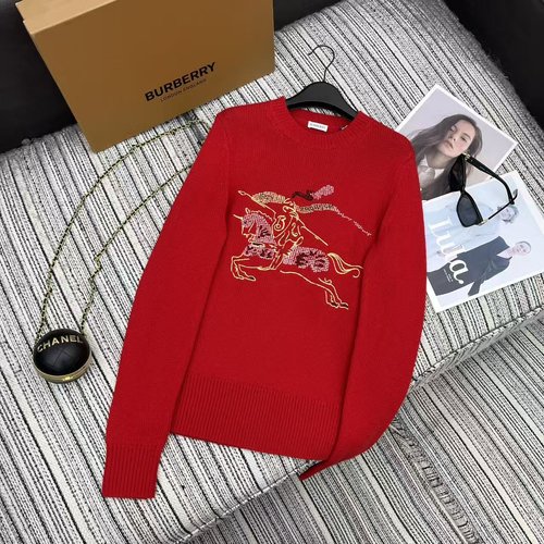 Burberry Embroidered Equestrian Knight Crew Neck Pullover Sweater