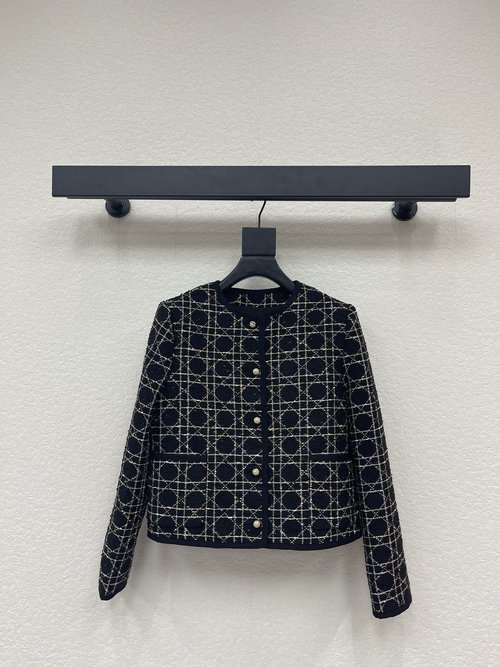 Dior Tweed Boxy Jacket with H-Shaped Silhouette