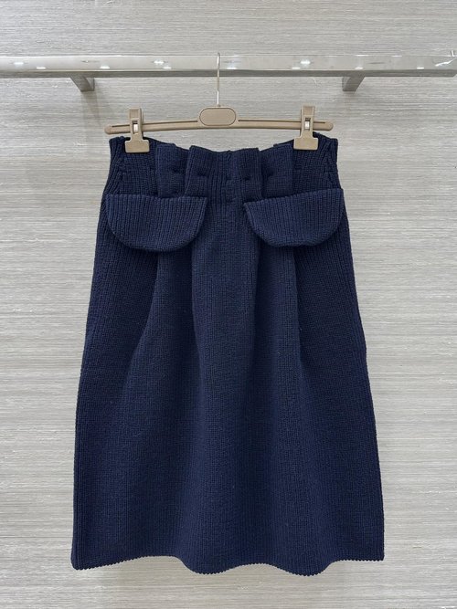Prada Exclusive Wool Blended Flared Midi Skirt with Detachable Belt