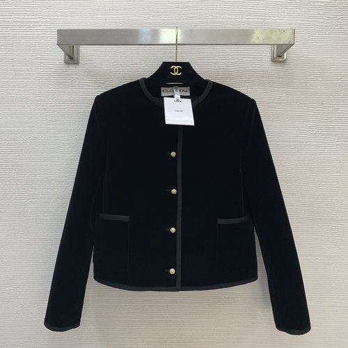 Dior Imported Velvet Short Coat with CD Embellishments