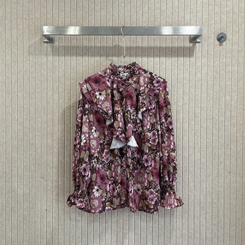 Dior CD Ruffled Floral Shirt with Elegant Appearance in Real - shot