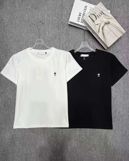 Dior Minimalist Embroidered T-Shirt in Black and White
