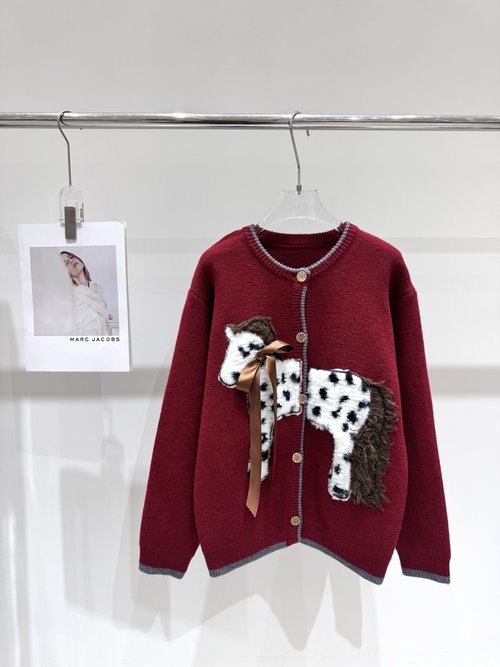 Hermes Trending Spotted Pony Appliquéd Wool Knit Sweater