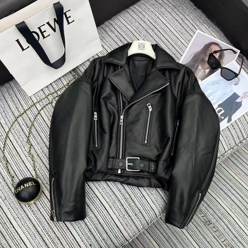 Loewe Recommended Sheepskin Collar Cotton Jacket with Wrinkled Balloon Shape