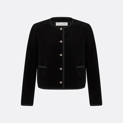 Dior Imported Velvet Short Coat with CD Embellishments