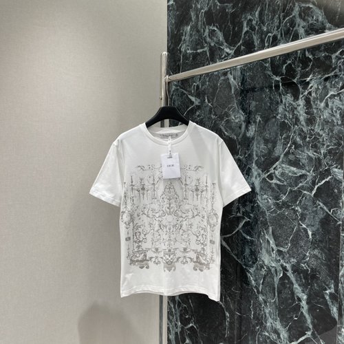 Dior Architectural and Plant-Printed T-Shirt, Artistic for Spring and Summer