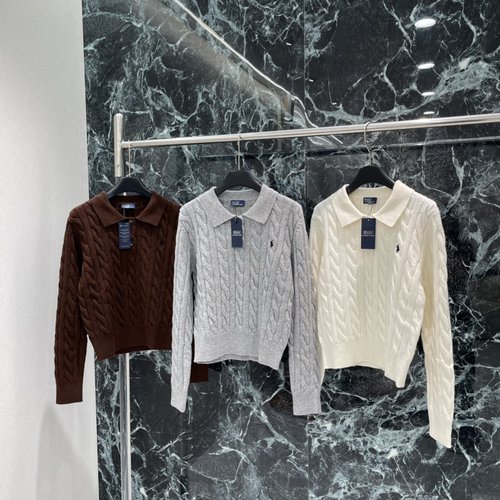 Polo Ralph Lauren Pony-Embroidered Cable-knit Polo Sweater, Evoking a Gentle Ambiance