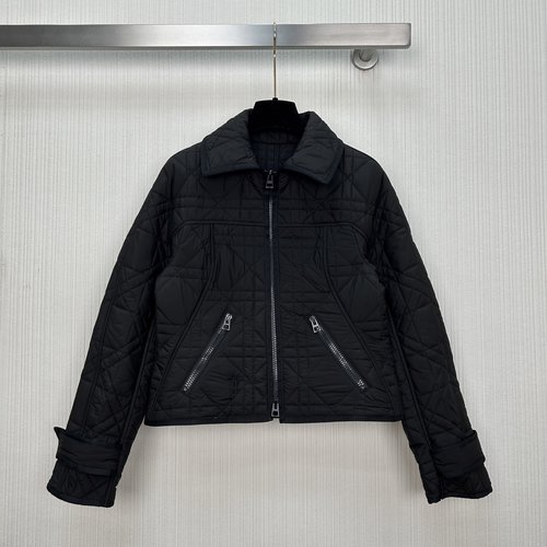 Dior Elegant Collared Zip-Up Cotton Jacket with Waist Strap