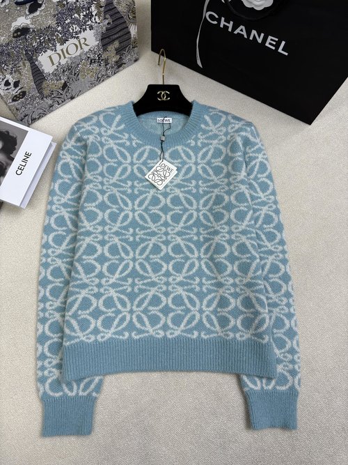 Loewe Timeless Logo Jacquard Knit Round Neck Pullover