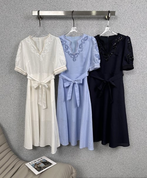 Loewe Embroidered and Sequined V - Neck Swing Dress