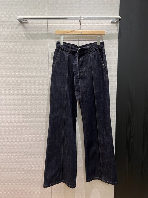 Loewe Spliced Belted Straight-Leg Jeans, Suitable for Jacket Matching and Slimming