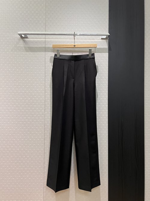 Loewe Patchwork Leather Belted Wide-Leg Trousers with Elastic Waist, Simple and Versatile
