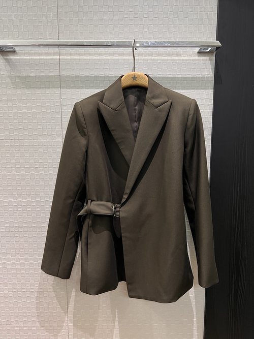 Loewe Asymmetrical Belted Minimalist Suit Jacket with Detachable Belt, Ideal for Commuting