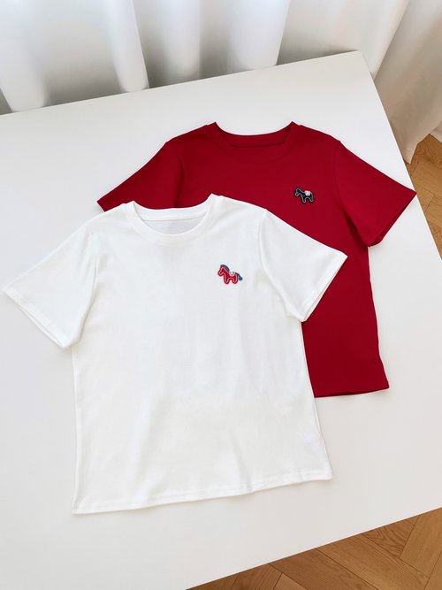Hermes Cute Pony-embroidered Short Sleeve T-shirt for Everyday Wear