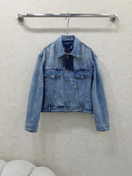 Louis Vuitton Sparkling Beaded Denim Jacket for Daily Wear