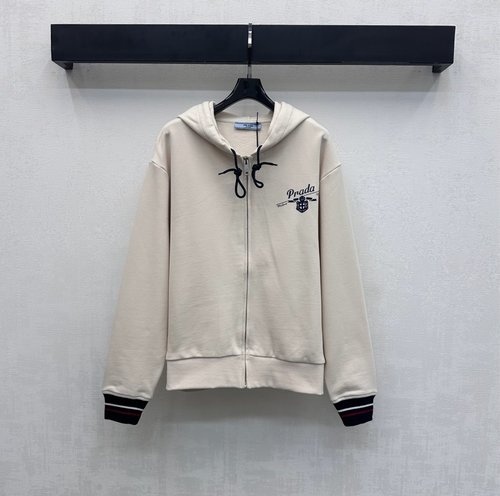 Prada Drawstring Hoodie with Shield Logo for Comfortable Style