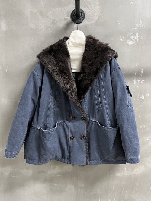 Prada Sophisticated Goose Down Jacket, Leather & Cotton Blend