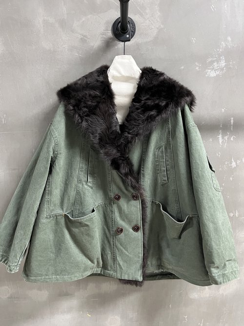 Prada Sophisticated Goose Down Jacket, Leather & Cotton Blend