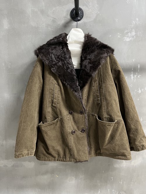 Prada Sophisticated Goose Down Jacket, Leather & Cotton Blend