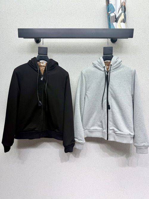 Louis Vuitton Environmental Lamb Wool-Lined Hooded Casual Coat, L Family