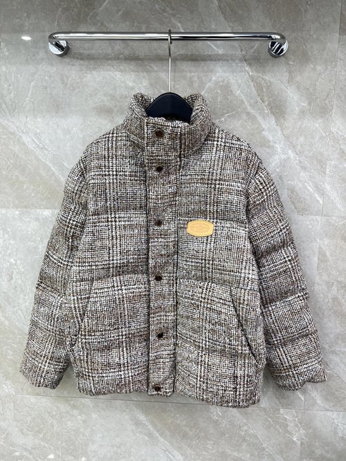 Louis Vuitton Popular Winter Stand-Collar Tweed Cotton Coat