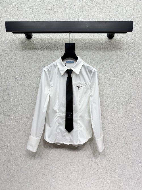 Prada Classic Letter Shirt with Tie and High-End Details