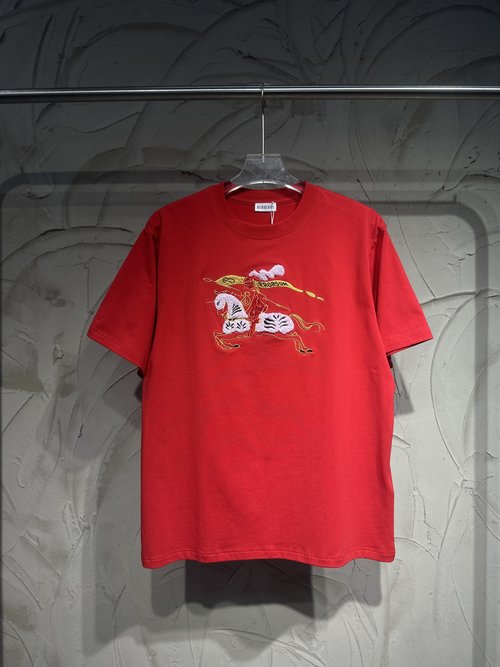 Burberry Spring T-Shirt with Horse Classic Logo, Soft and Skin-Friendly