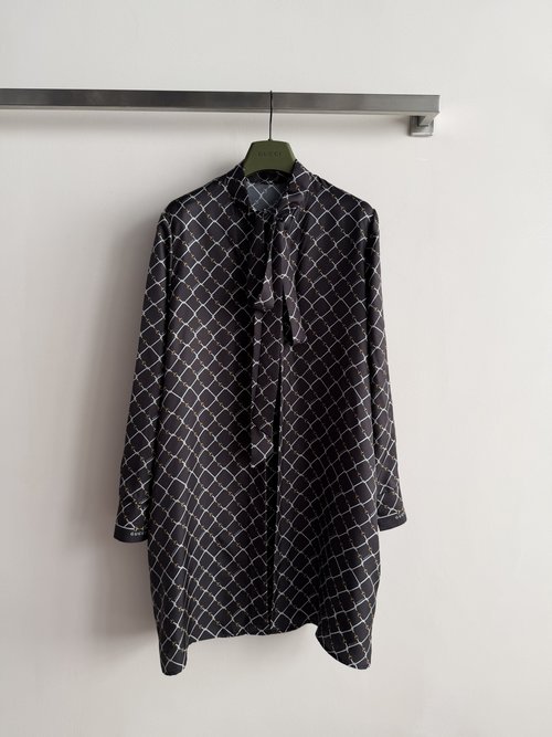 Gucci Printed Silk Dress with Geometric Pattern