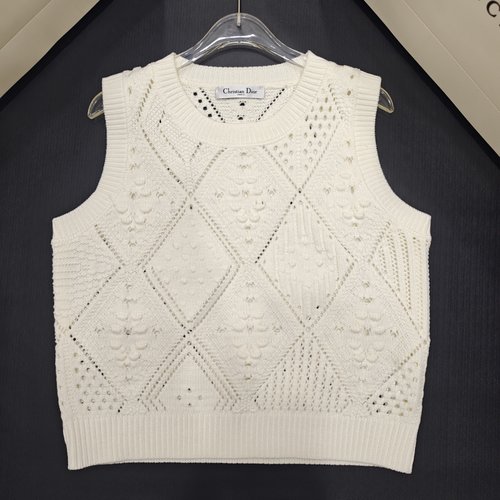 Dior Hollow Diamond V-Neck Wool Vest