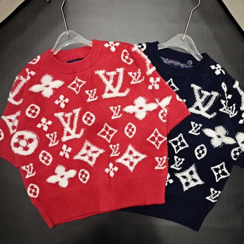 Louis Vuitton LV-inspired Monogram Round Neck Wool T-shirt