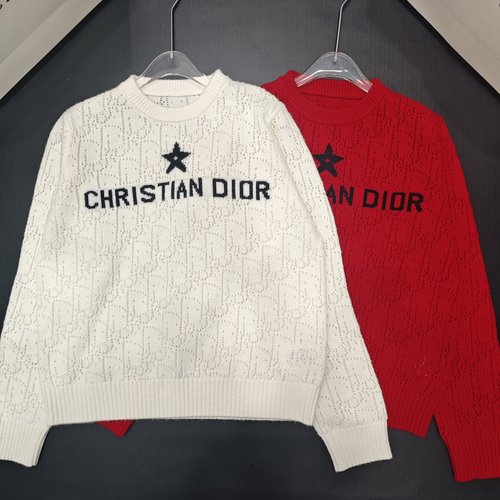 Dior Hollow Star Long Sleeve Wool Pullover