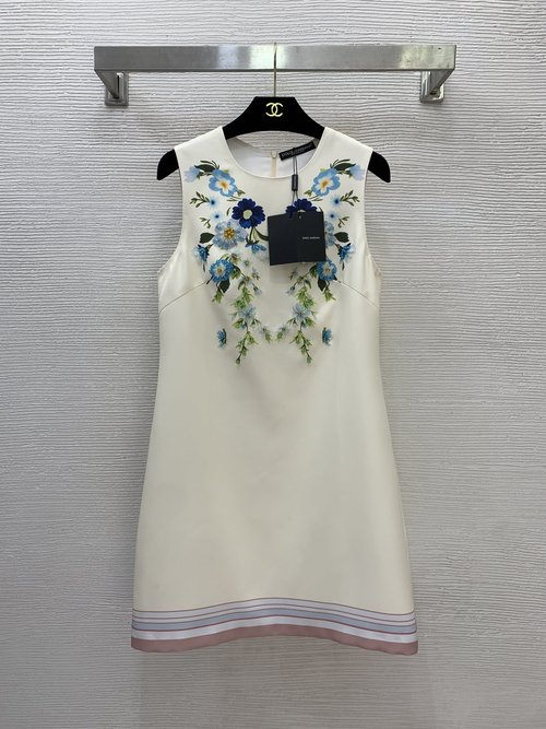 Dolce & Gabbana Elegant Embroidered Sleeveless Dress with Rhinestones