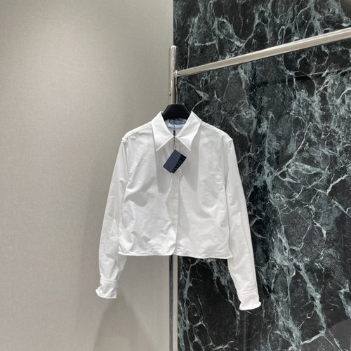 Prada Waistbanded Short Collared Shirt, Suitable for Daily Wear
