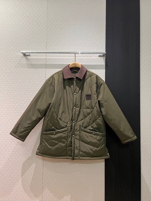 Loewe Contrast Stitched Corduroy Quilted Cotton Coat with Logo Badge