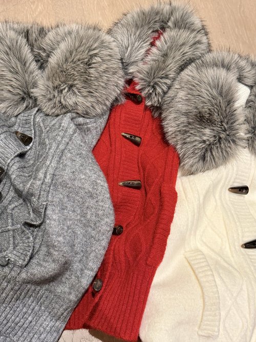 Loewe Faux Fox Fur-lined Knit Cardigan