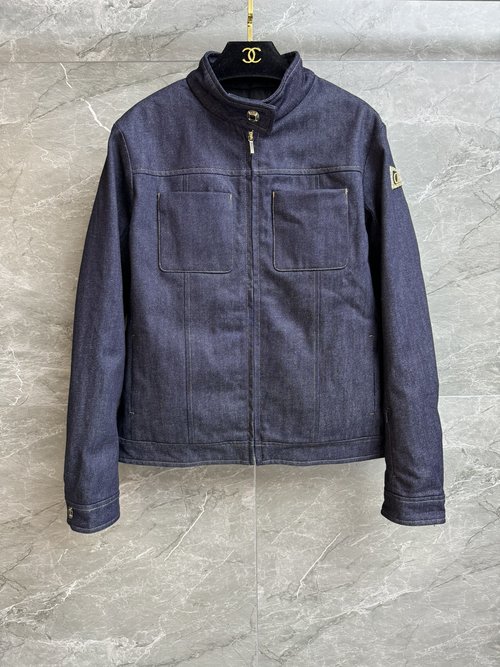 Chanel Stand-up Collar Denim Jacket, Minimalist and Warm