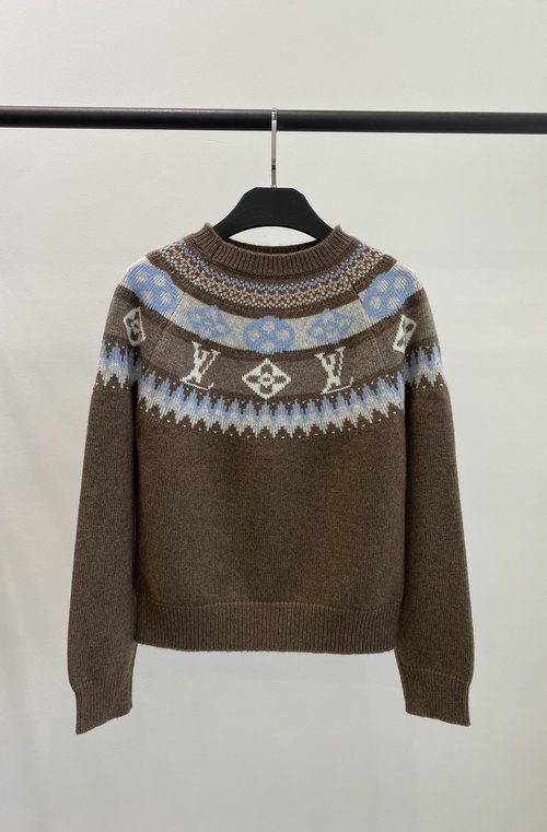 Louis Vuitton New Ski-themed Letter Geometric Pattern Wool Knit Top