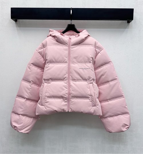 Alexander Wang Zippered Hooded Puffer Jacket with Premium Imported Nylon Fabric