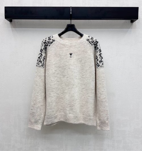 Dior Soft and Layered Round Neck Knit Top with Embroidered Logo