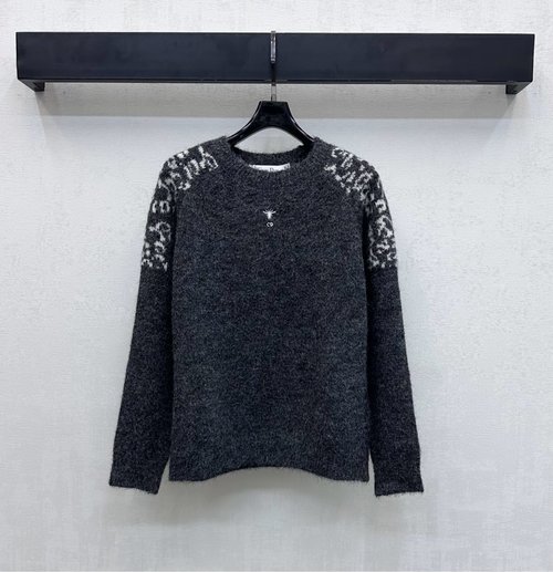 Dior Round Neck Knit Top with Embroidered Logo and Details