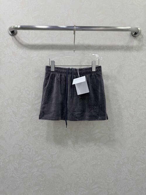 Alexander Wang Velvet Rhinestone H-Shaped Shorts-Skirt, New Series