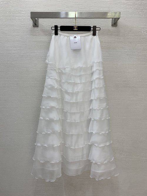 Dior Customized Sheer Tulle Layered Skirt with Ruffled Edges