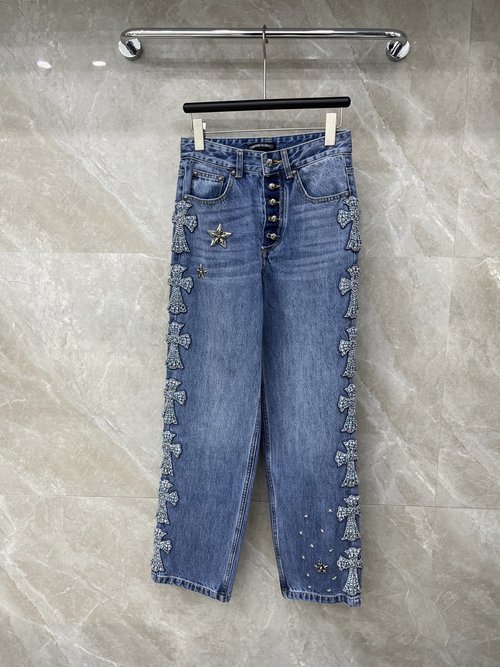 Chrome Hearts Newly Designed Beaded Jeans with Striking Color Combination