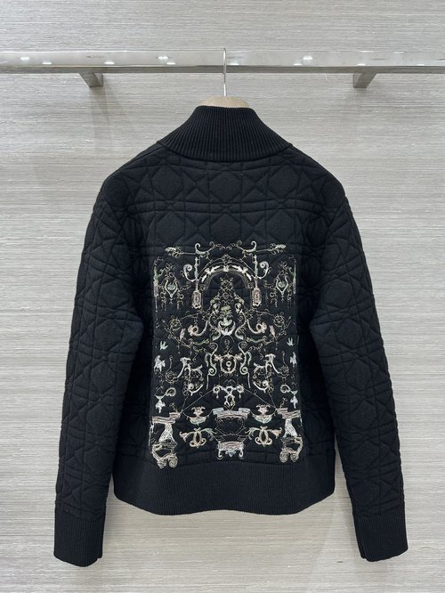 Dior Exclusive Faye Checkered Baseball Jacket with Embroidery